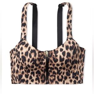 Leopard Knockout High Impact Racerback Zip Up Cheetah Print Sports Bra